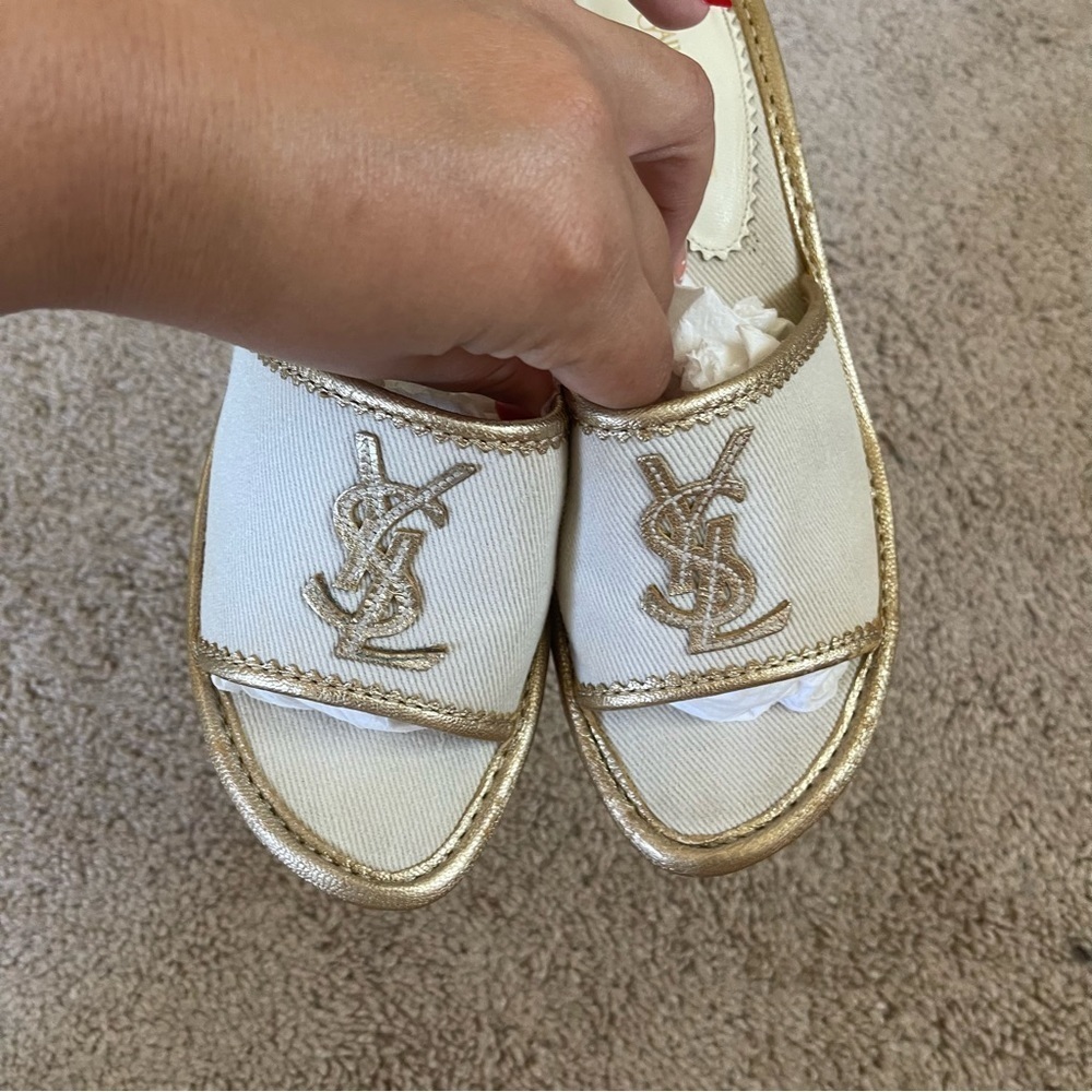 Yves Saint Laurent Gold Logo Mules size 37 Made in Italy - Picture 9 of 10